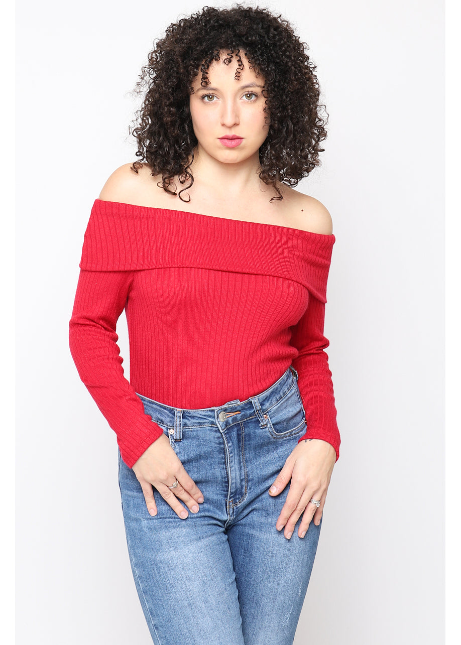 CAMISETA CUELLO BARCO ROJA