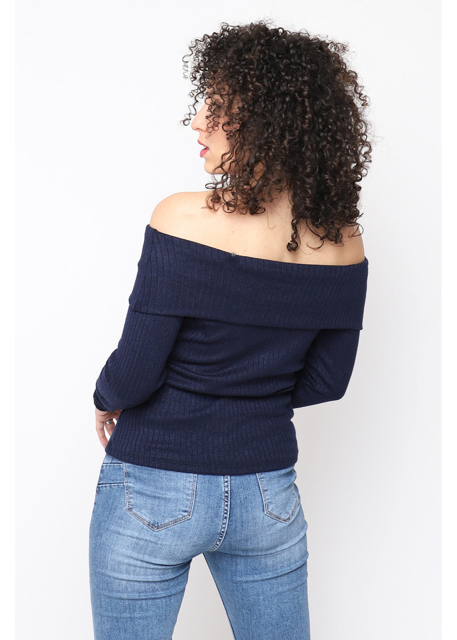 Camiseta cuello de barco azul marino