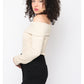Camiseta cuello de barco beige