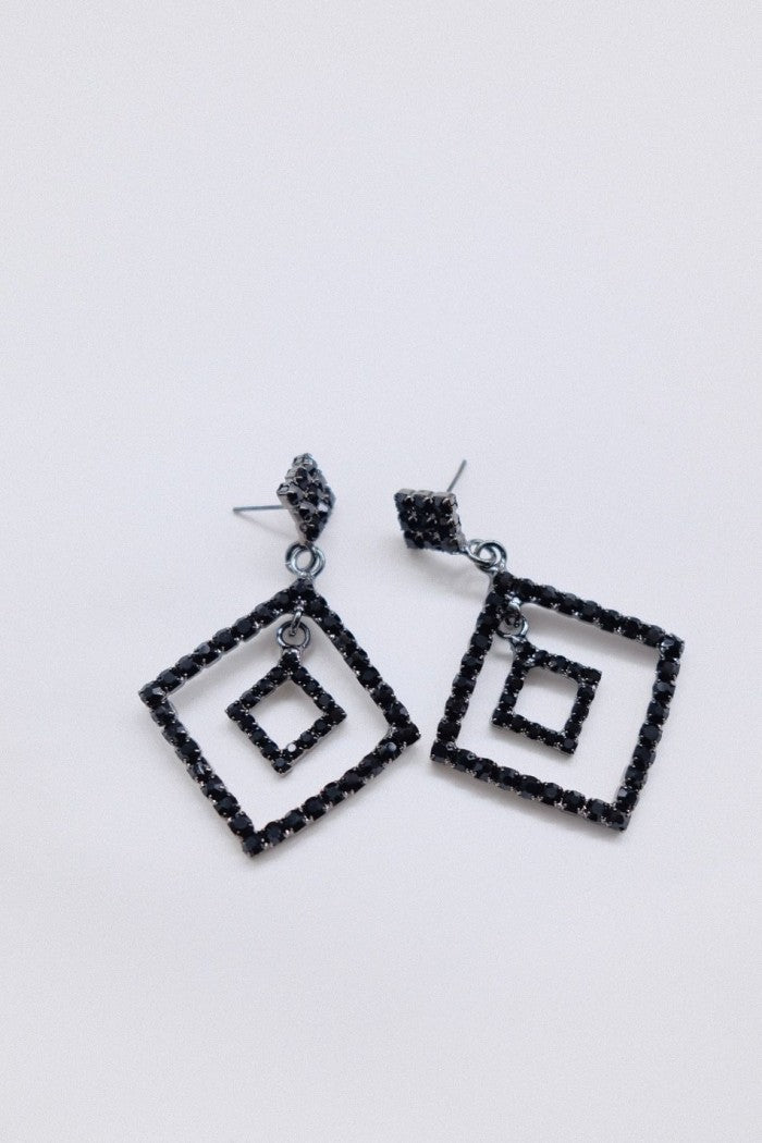 PENDIENTES ROMBO NEGRO