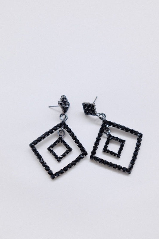 PENDIENTES ROMBO NEGRO